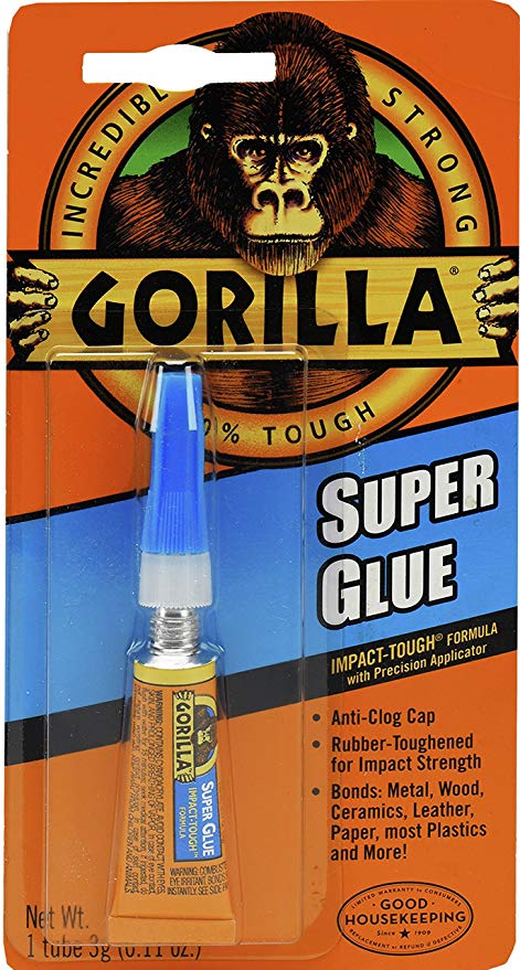 Gorilla Super Glue Tube, 3 Gram, Clear