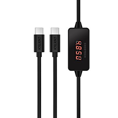 CHOETECH USB-C Current Voltage Meter(3.3ft/1m),USB C to USB-C Data Sync & Charging Power Tester with LCD Amp and Volt Display for Pixel, Nexus 6P/5X,Power Bank