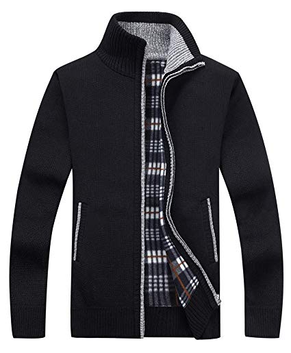 Vcansion Men's Classic Soft Thick Knitted Cardigan Sweaters Long Sleeve Full Zip