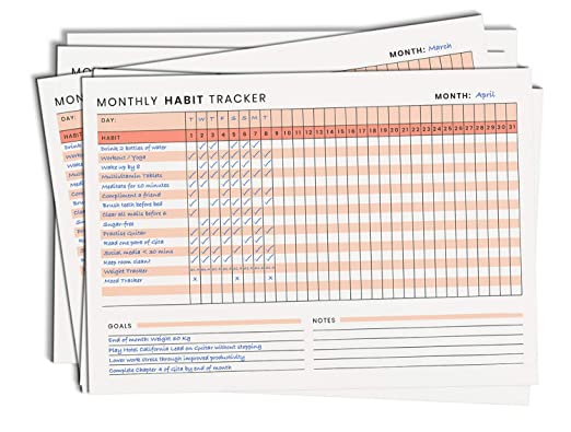 Alter Ego A4 Size Monthly Habit Tracker With Goals For Self-improvement And Building Habits (pack Of 12)