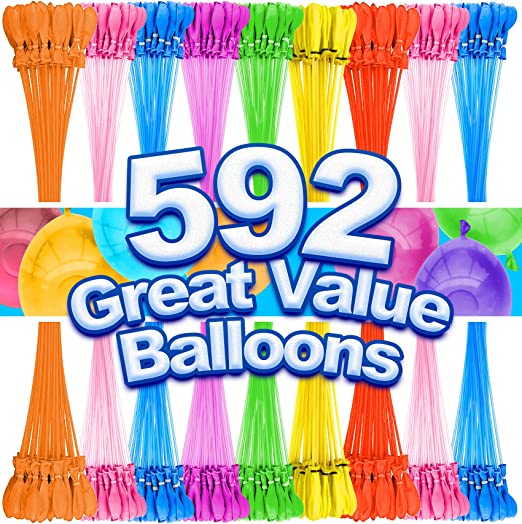 Water Balloons Instant Balloons Easy Quick Fill Balloons Splash Fun for Kids Girls Boys Balloons Set Party Games Quick Fill 592 Balloons for Outdoor Summer Funs NH06
