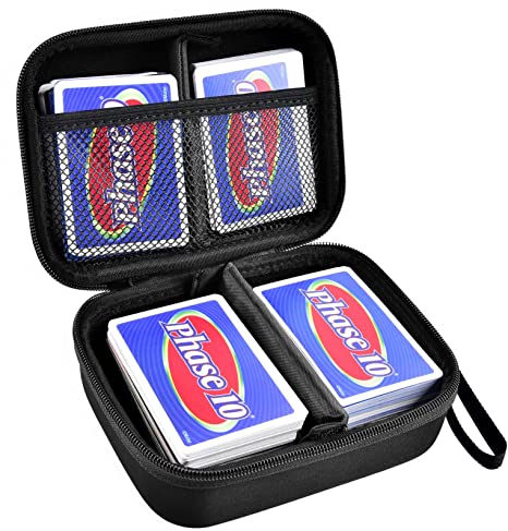 Cards Holder Compatible with Phase 10 Card Game, Trading Card Case Storage Holds Up to 400 Cards. Removable Divider and Hand Strap Offered (Box Only)