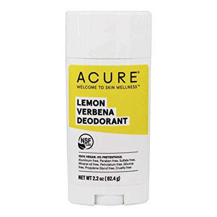 ACURE Lemon Verbena Deodorant | 100% Vegan | NSF Certified - Contains Organic Ingredients | Aluminum-Free | Lemony Fresh & Invigorating Scent | 2.2 Oz