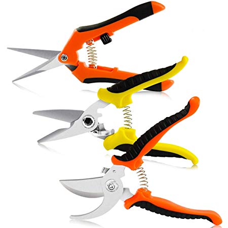 RIOGOO 3 Pack Gardening Shears Hand Pruner Pruning Shears Stainless Steel Bypass Garden Clippers