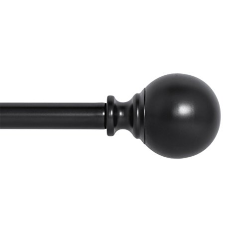 Drapery Treatment Window Curtain Rod - Ivilon Ball Style - 48 to 86 Inch - Color Black