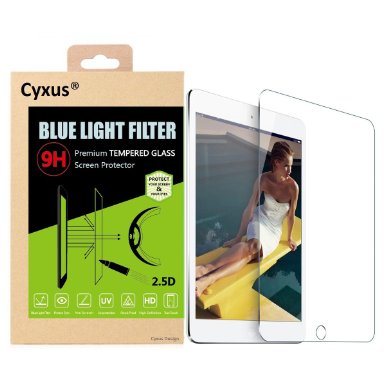 Cyxus Blue Light UV Filter Sleep Better Premium Tempered Glass 9H Hardness Film HD Clear Screen Protector for Apple iPad Air 2  iPad Air 97 iPad5iPad6 Easy Install Great for Kids and Women Blue Light Filter Glass