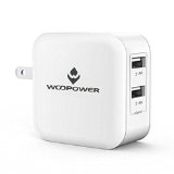 Woopower24W 48A Dual USB Wall Charger Travel Charger with Smart Technology Foldable Plug for iPhone iPad Air Samsung Galaxy S6 Nexus HTC M9 Motorola Nokia and More White