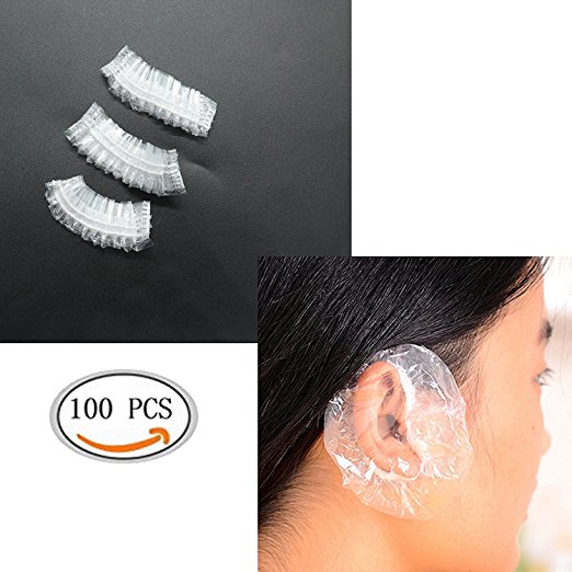 IDS Ear Protector Caps, Disposable Clear Shower Water Ear Covers, 100 Pcs