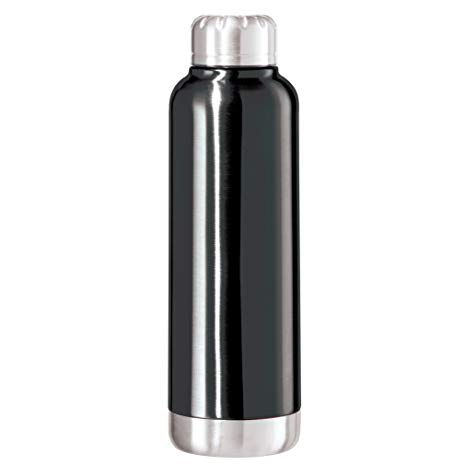 Oggi 8070.3 Fiesta Lustre Double Wall Sealed Stainless Steel Sport Bottle with with Screw Top ( 0.75 lite, 25oz)-Black