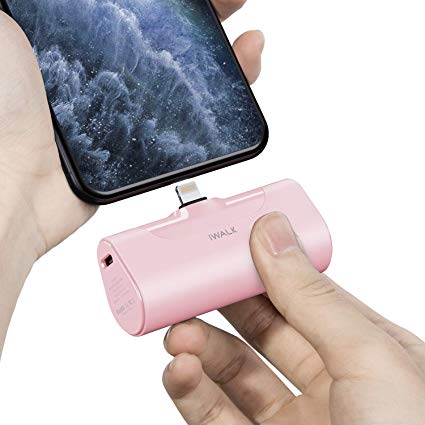 iWALK Small Portable Charger 4500mAh Ultra-Compact Power Bank Cute Battery Pack Compatible with iPhone 11 Pro/XS Max/XR/X/8/7/6/Plus and More,Pink