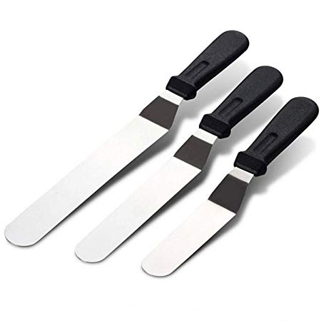 Freehawk Angled Icing Spatulas Decorating Spatulas Set, Stainless Steel Offset Spatula Cake Spatula Set of 3 (6 inch, 8 inch and 10 inch)