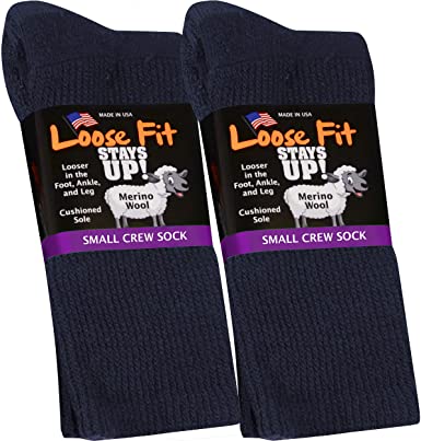 Loose Fit Stays Up Solid Merino Wool Men's and Women's Sock 2 Pack