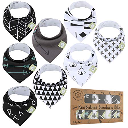 Baby Bandana Drool Bibs - Bandana Bibs for Boys, Girls by KeaBabies- Super Absorbent Bandana Drool Bibs - Teething Bibs - Organic Cotton Baby Bibs for Infant, Toddler - 8 Pack Bibs Set (Baby Boss)