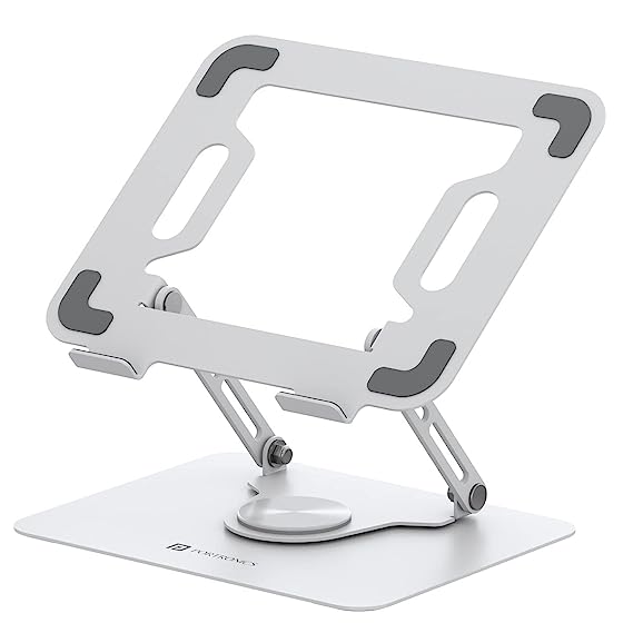 Portronics My Buddy K9 - Portable Laptop Stand - Adjustable Elevation Levels - Ventilated Anti-Slip Design - 360-degree Rotating Base(White)