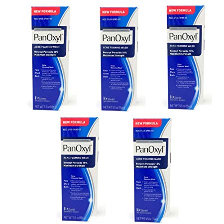 PanOxyl Foaming Acne Wash Maximum Strength 5.5 oz (Pack of 5)