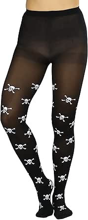 ToBeInStyle Women's Multiple Skull Print Pantyhose