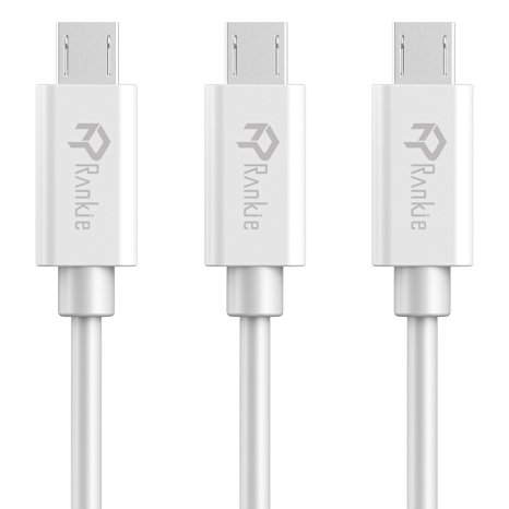 Micro USB Cable, Rankie 3-Pack 3ft Premium Micro USB Cable High Speed USB 2.0 A Male to Micro B Sync and Charging Cables for Samsung, HTC, Motorola, Nokia, Android, and More - R-1121
