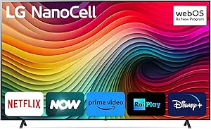 LG NanoCell 86'', Serie 81 2024, 86NANO81T6A, Smart TV 4K, Processore α5 Gen7, 20W, 3 HDMI, Filmmaker Mode, Game Optimizer, Alexa, Wi-Fi, webOS 24, Telecomando puntatore, Ashed Blue