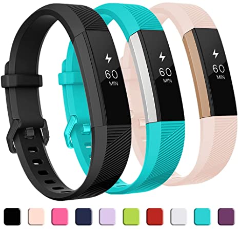 GEAK Bands Compatible with Fitbit Alta and Fitbit Alta HR, 3 Pack Soft Silicone Wristbands for Fitbit Alta HR Bands with Secure Metal Buckle for Men Women,Small Large