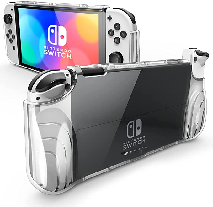 Mumba Case for Nintendo Switch OLED 2021, [Thunderbolt Series] Protective Clear Cover with TPU Grip Compatible with Nintendo New Switch OLED 7 Inch Console and Joy-Con Controller (Clear)
