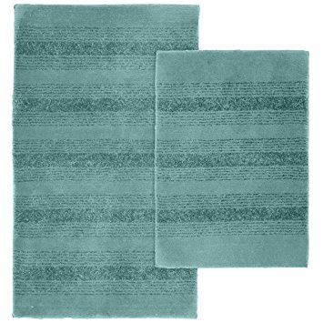 Garland Rug 2-Piece Essence Nylon Washable Bathroom Rug Set, Seafoam