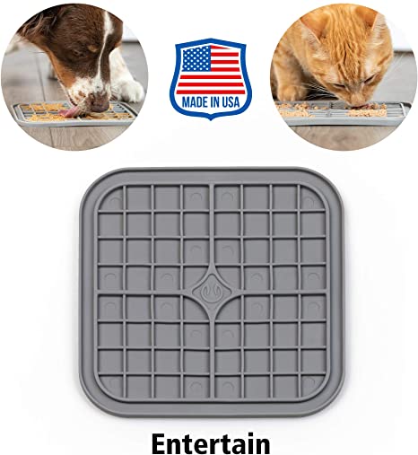 Hyper Pet Licking Mat for Dogs & Cats (New Version, IQ Treat Mat) | Made in U.S. | Fun Alternative to Slow Feeder Dog Bowls, Calming Mat for Anxiety Relief, Boredom Buster | Just Add Healthy Treats