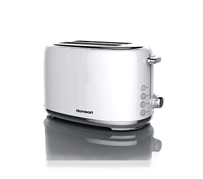Artisan 2 Slot Toaster by Homeart | 2019 Best Electric Toaster with Multi-Function Toaster Options | Vintage Toaster Stainless Steel (White)
