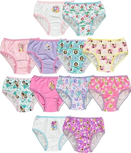 Disney Girls Princess Exclusive 12 Days of Surprise Unboxing Panties Perfect for Gifting or Potty Training in 2/3T, 4T, 6, 8