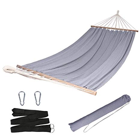 Anyoo Garden Hammock with Wooden Spread Bars Portable Compact Single Hammock with Travel Bag Perfect for Patio Yard Outdoors