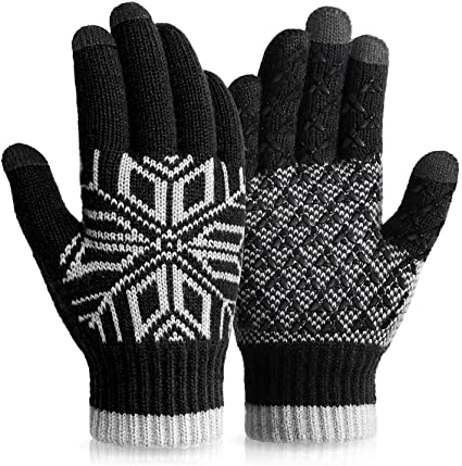 HOTER Winter Gloves Business Leisure Touch Screen Gloves For Men Women Soft Wool Lining Elastic Cuff Anti-Slip Rubber Design