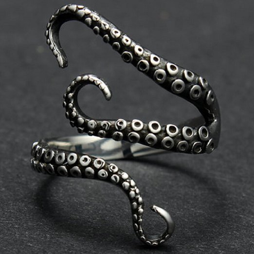Vintage Titanium Steel Octopus Sea Monster Squid Kraken Punk Antique Ring Retro By PaPa's Bubble
