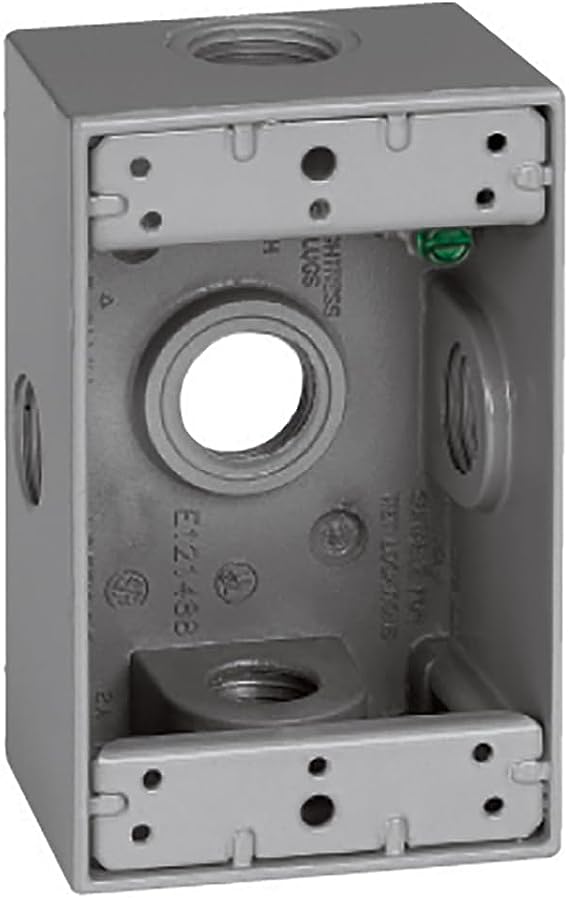 Sigma Engineered Solutions Weatherproof 14251-5X 1/2-Inch 5 Hole 1-Gang Side Entry Box, Gray