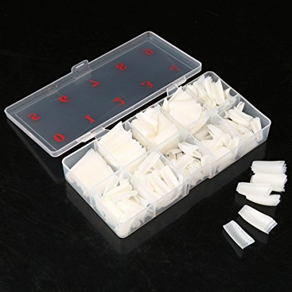 TAKIYA 500pcs Lady White French Acrylic Style Artificial False Nails Half Tips & Box (Natural)