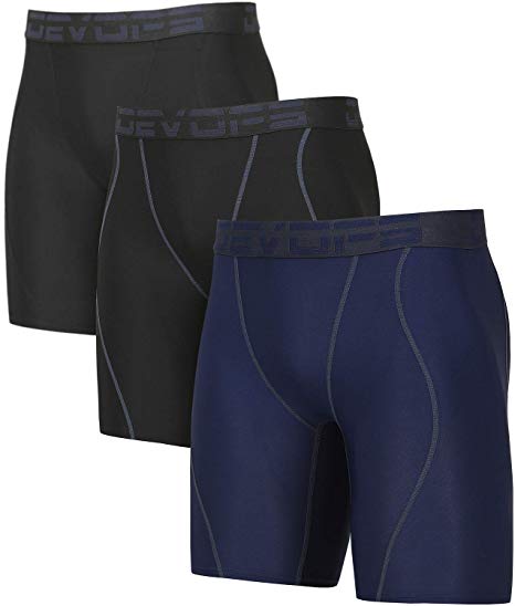 DEVOPS Men's 3 Pack Sports Performance Active Compression Cool Dry Baselayer Shorts