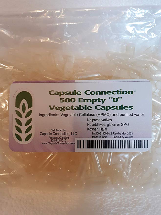 Capsule Connection 500 Bulk Wholesale Empty Vegetable Capsules,"0" Size Vegan & Vegetarian