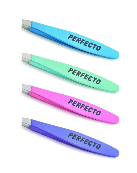 Mini Slant Tweezers - Perfecto Professional Stainless Steel Slant Tip Tweezer - The Best Precision Eyebrow Tweezers For Your Daily Beauty Routine Guaranteed! (Colors May Vary)