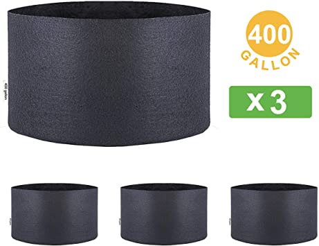 Oppolite 400 Gallon 3-Pack Round Fabric Fabric Aeration Pots Container for Nursery Garden and Planting Grow