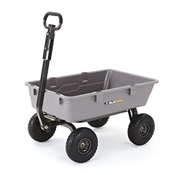 Gorilla Carts Poly Garden Dump Cart with Steel Frame and 10" Pneumatic Tires with a Capacity of 800 lb, Gray