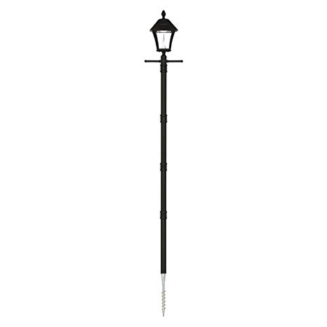 Gama Sonic GS-106S-G Baytown Lamp Post with Ground EZ Anchor Outdoor Solar Light Fixture and Pole, Black