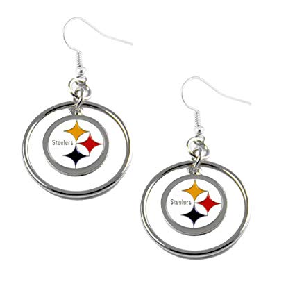 aminco NFL Pittsburgh Steelers Charm Hoop Earring Set