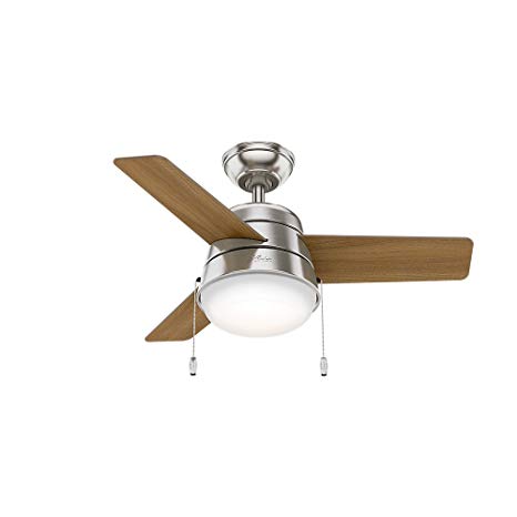 Hunter 59303 36" Aker Ceiling Fan Hunter Light, Small, Brushed Nickel