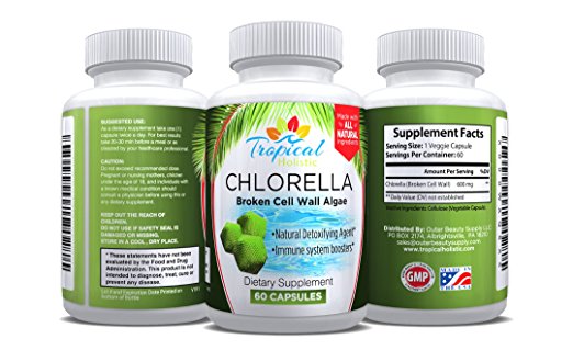 Chlorella Extract 1200mg Maximum Strength Capsules - Green Superfood Supplement by Tropical Holistic, 30 Day Supply - 60 Veggie Capsules