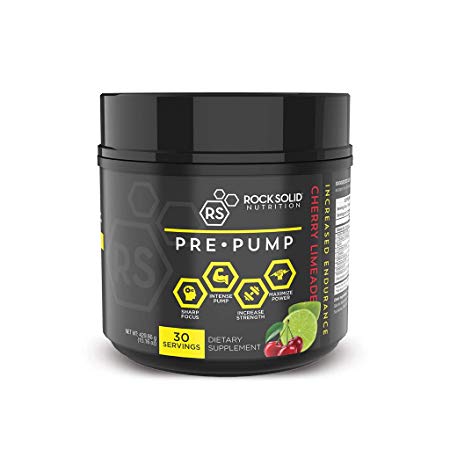 Rock Solid Nutrition Pre-Pump: Best Pre-Workout Supplement | Creatine   Citrulline   Carnitine to Increase Power, Blood Flow, Pumps & Fat Loss (Cherry Limeade)