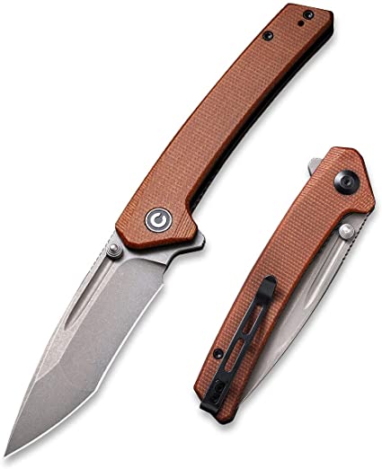 CIVIVI Keen Nadder Pocket Knife,3.48-Inch Tanto Blade,Liner Lock Folding Knife with Micarta Handle,Reversible Deep Pocket Clip Work for Men,Good for EDC,Hunting,Camping, Outdoor Activities C2021B