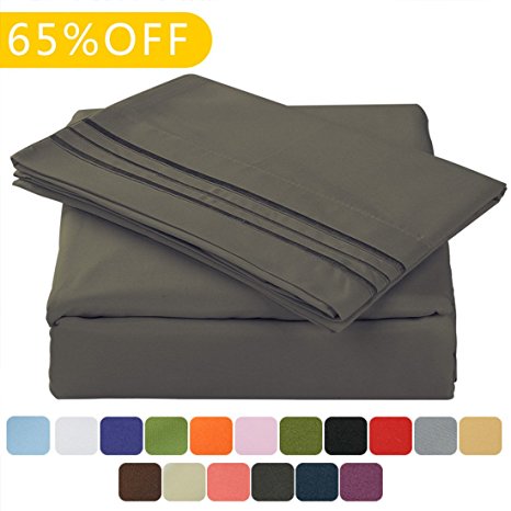 Balichun Luxurious Bed Sheet Set-Highest Quality Hypoallergenic Microfiber 1800 Bedding Super Soft 6-Piece Sheets with 14" Deep Pocket Fitted Sheet Full/Queen/King Size (Queen, Dark Grey)