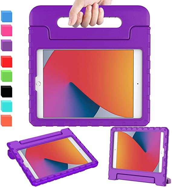 AVAWO iPad 8th & 7th Generation Kids Case, iPad 10.2 2020 Kids Case, Light Weight Shock Proof Convertible Handle Stand Kids Friendly Case for iPad 10.2 inch 2019 / 2020 Release and Air 3 - Purple
