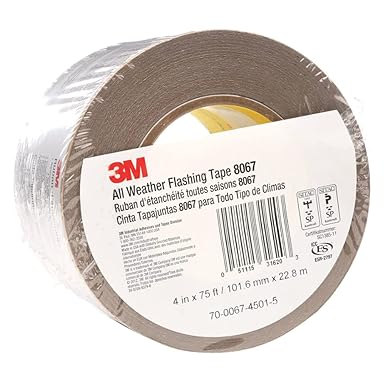 3M 7000001346 All Weather Flashing Tape - 8067 Tan, 4"x75' Slit Liner