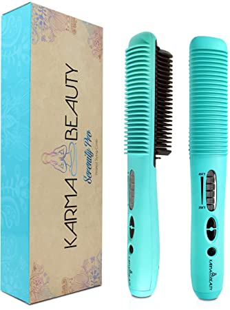 Straightening Comb Anti – Scald | Hot Comb PTC Ceramic Heating | Great for African American Hair & Wigs | Auto Shut Off | Create Straight & Curl | Karma Beauty |