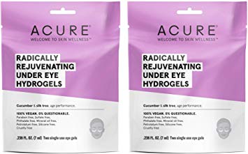 Acure Organics Radically Rejuvenating Under Eye Hydrogel Mask (Pack of 2) With Cucumber and Silk Tree, For Age Performance, .236 fl. oz.