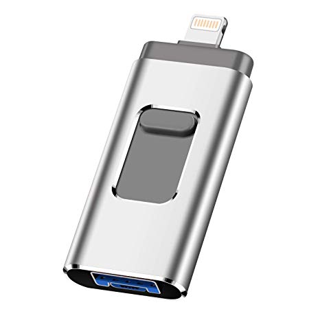 iOS Flash Drive for iPhone Photo Stick 256GB SZHUAYI Memory Stick USB 3.0 Flash Drive Lightning Thumb Drive for iPhone iPad Android and Computers (Silver-256gb)
